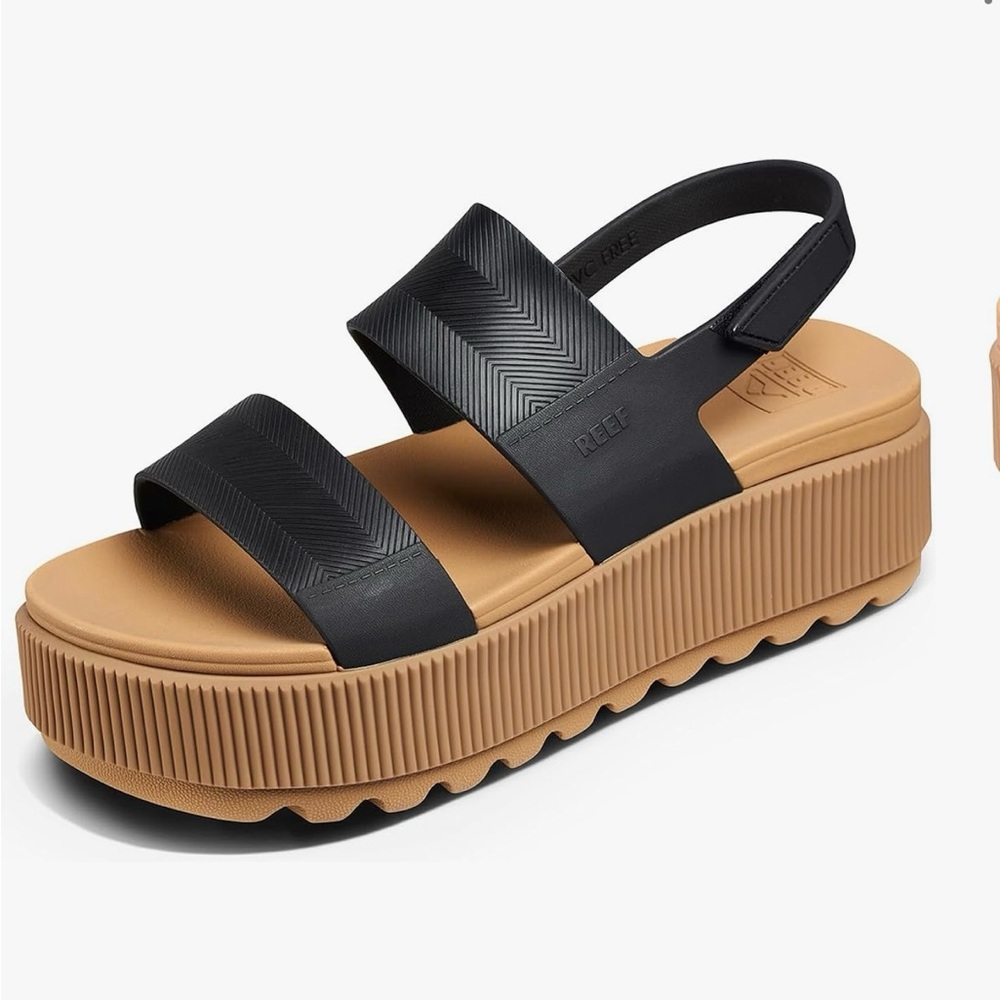 Reef vista higher sandals- black/cognac sz 10